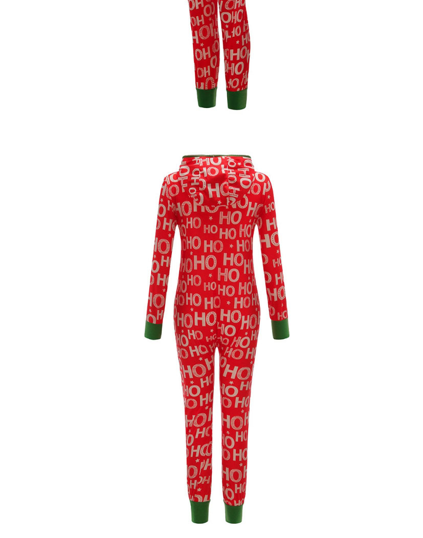 Fashion Kitten Red Christmas Print Hooded One-piece Pajamas,CURVE SLEEP & LOUNGE