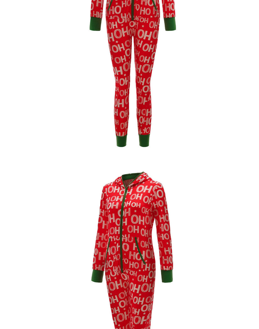 Fashion Check Red Christmas Print Hooded One-piece Pajamas,CURVE SLEEP & LOUNGE