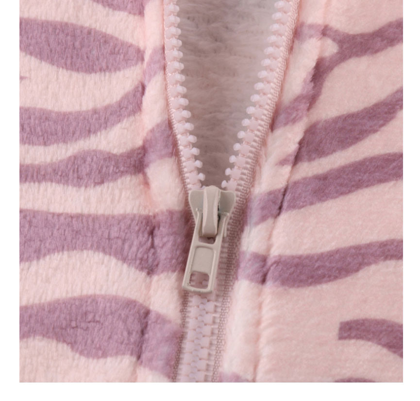 Fashion Wave Powder Zebra Print Hooded One-piece Pajamas,CURVE SLEEP & LOUNGE
