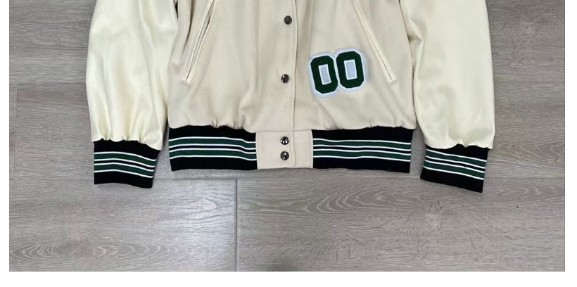 Fashion Army Green Black B Baseball Jacket With Fleece Letter Embroidery,Coat-Jacket