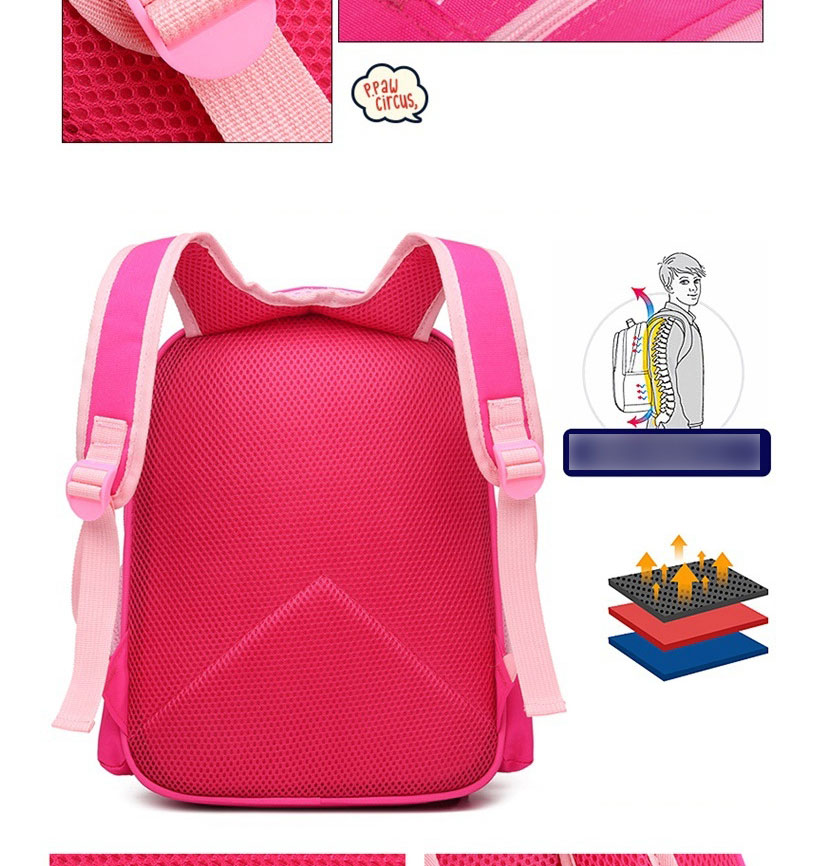 Fashion Rose Red Nylon Cartoon Dinosaur Bear Print Backpack,Backpack
