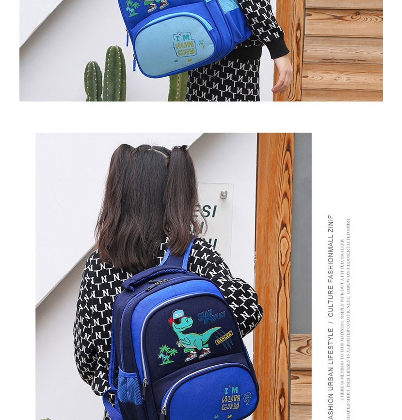 Fashion Dark Blue Nylon Cartoon Dinosaur Bear Print Backpack,Backpack
