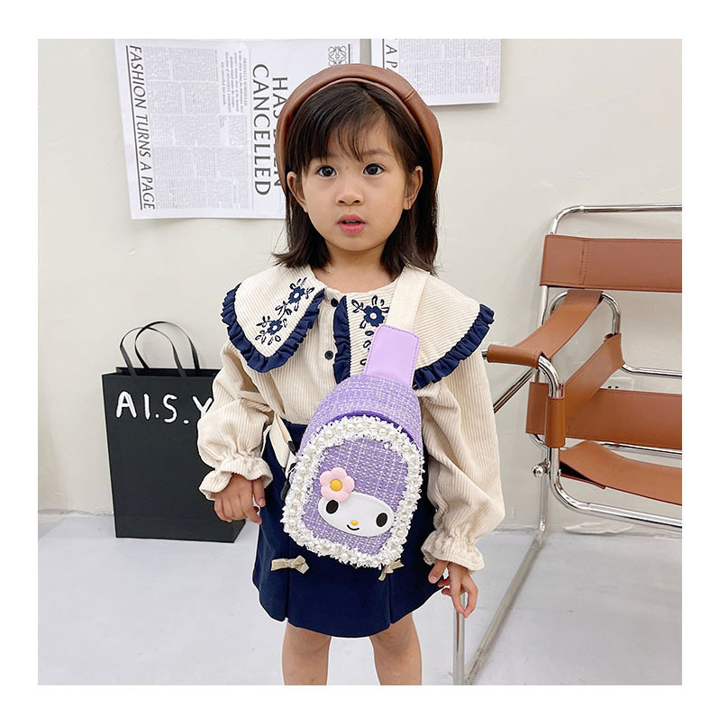 Fashion Bow Purple Cotton And Linen Rabbit Children