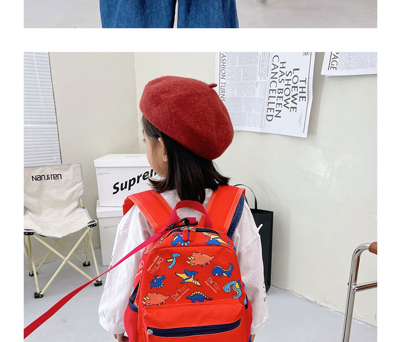 Fashion Red Small Dinosaur Print Backpack,Backpack