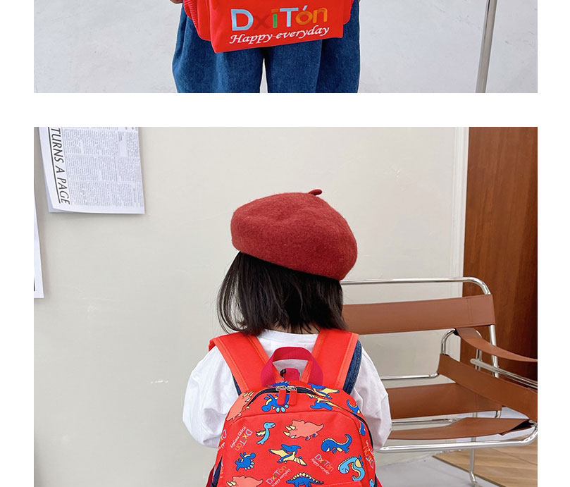 Fashion Red Small Dinosaur Print Backpack,Backpack