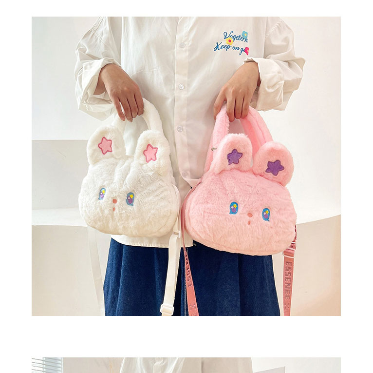 Fashion Pink Cartoon Plush Bunny Messenger Bag,Shoulder bags