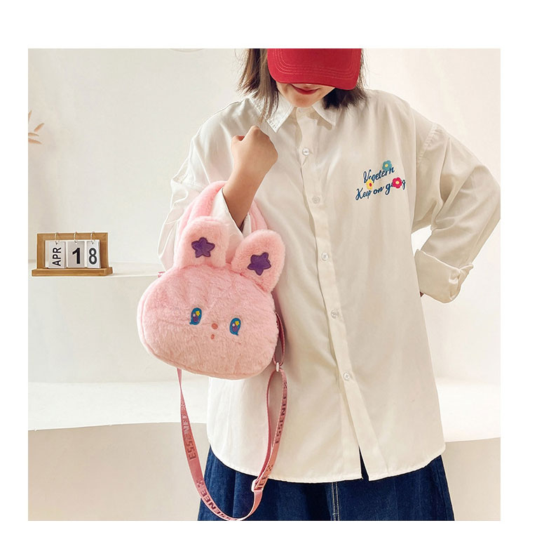 Fashion Pink Cartoon Plush Bunny Messenger Bag,Shoulder bags