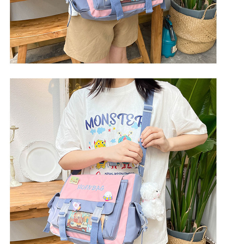 Fashion Blue Without Pendant Canvas Cartoon Large Capacity Messenger Bag,Shoulder bags