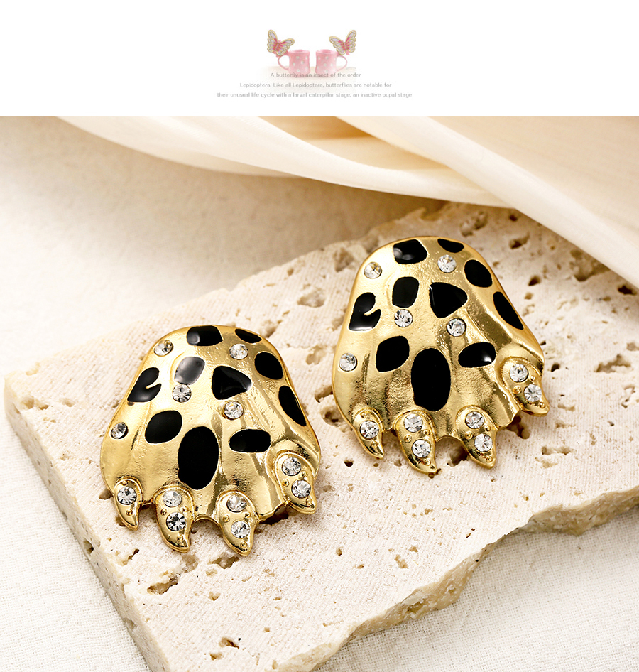 Fashion Gold Alloy Oil Drop Diamond Bear Claw Earrings,Stud Earrings