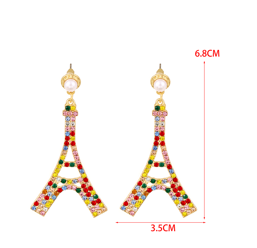 Fashion Color Alloy Diamond Tower Earrings,Stud Earrings