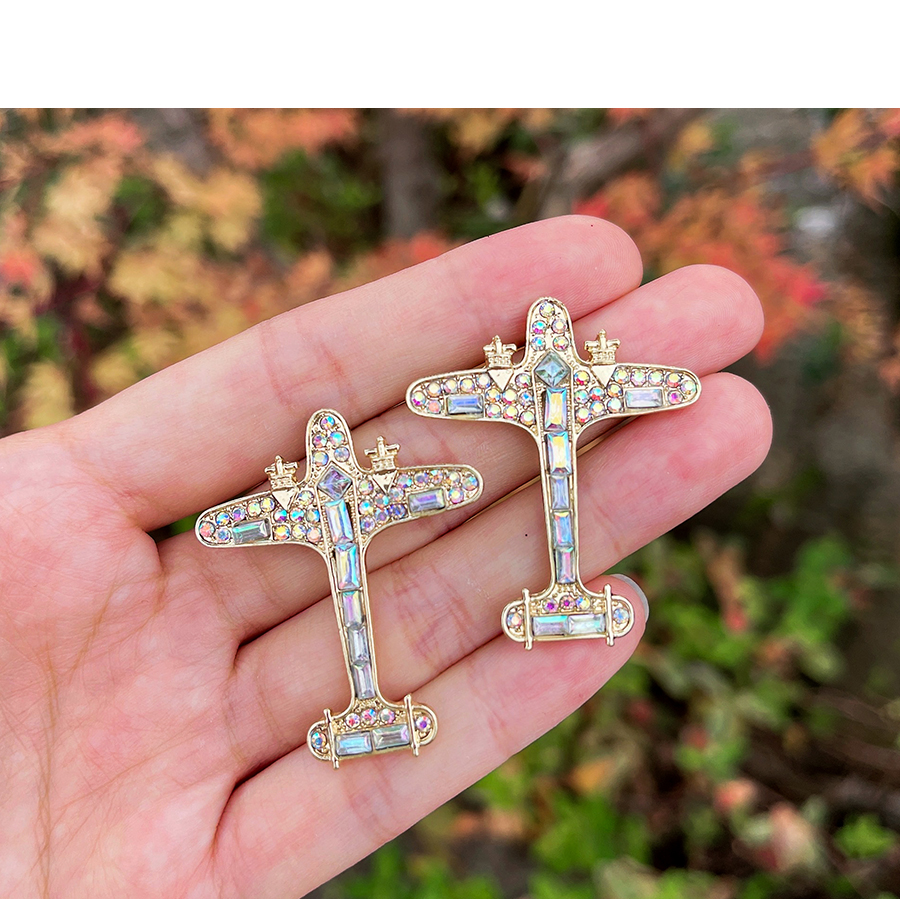 Fashion Gold Alloy Diamond Earrings For Aircraft,Stud Earrings