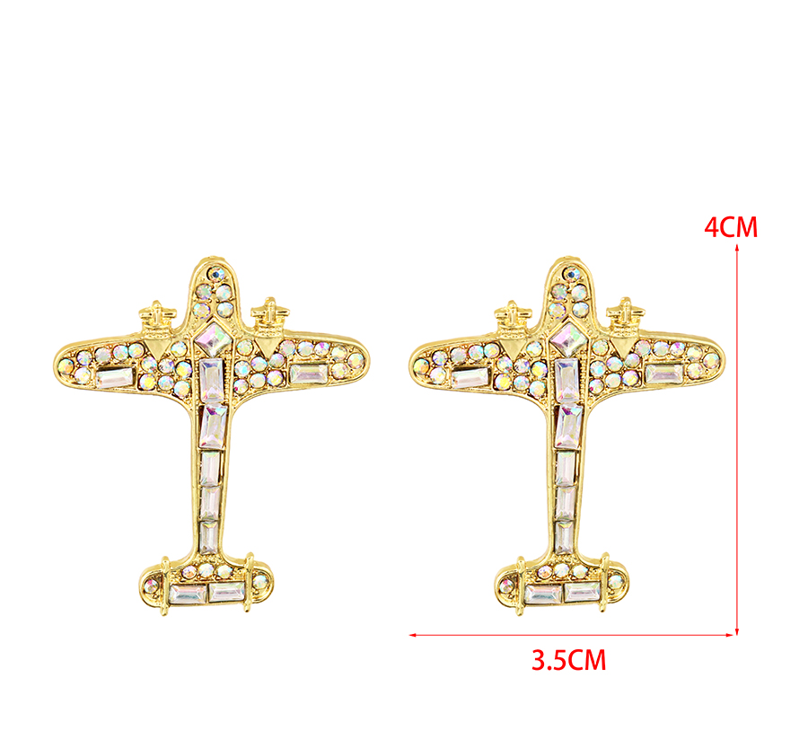 Fashion Gold Alloy Diamond Earrings For Aircraft,Stud Earrings