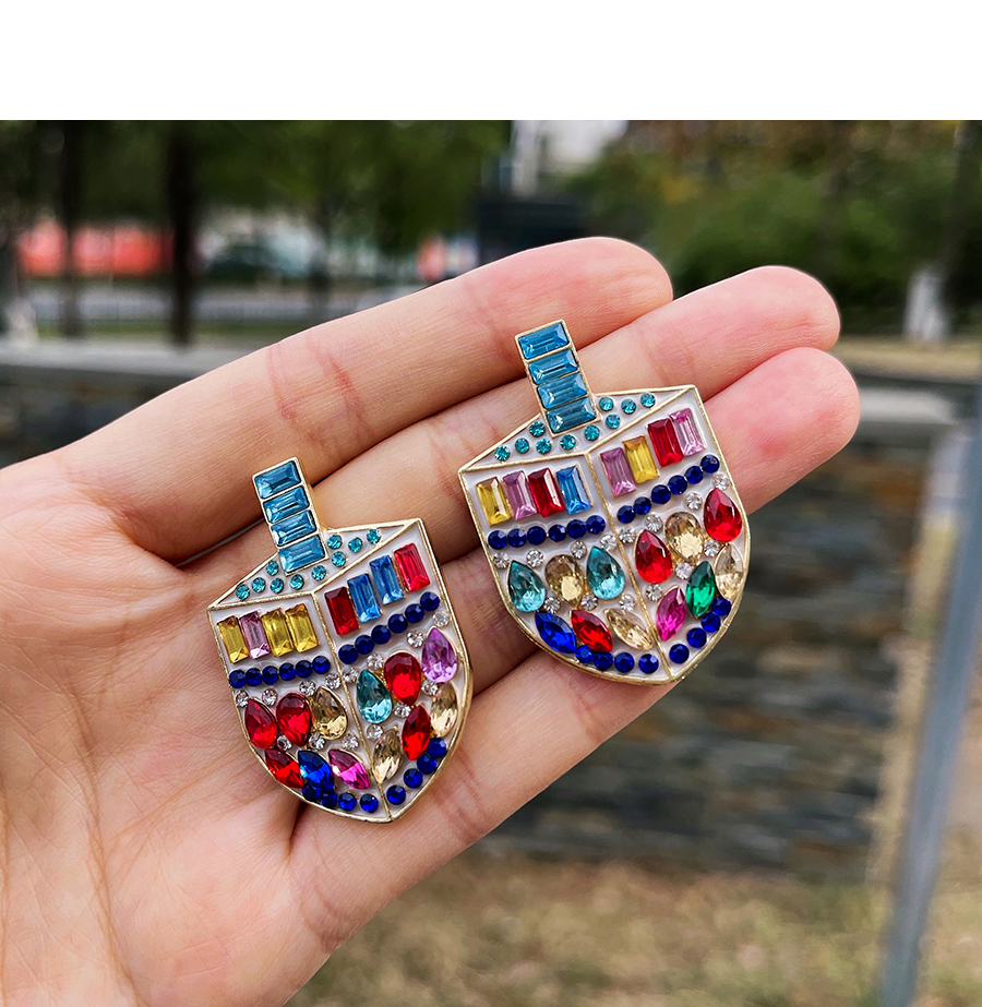 Fashion Color Alloy Diamond Geometric Stud Earrings,Stud Earrings