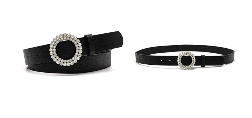Fashion Dark Khaki Thin Pu Leather Belt With Diamond Round Buckle,Wide belts