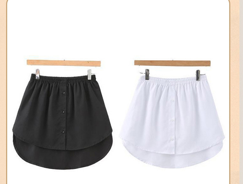 Fashion White Grid Cotton Irregular Base Skirt,Skirts