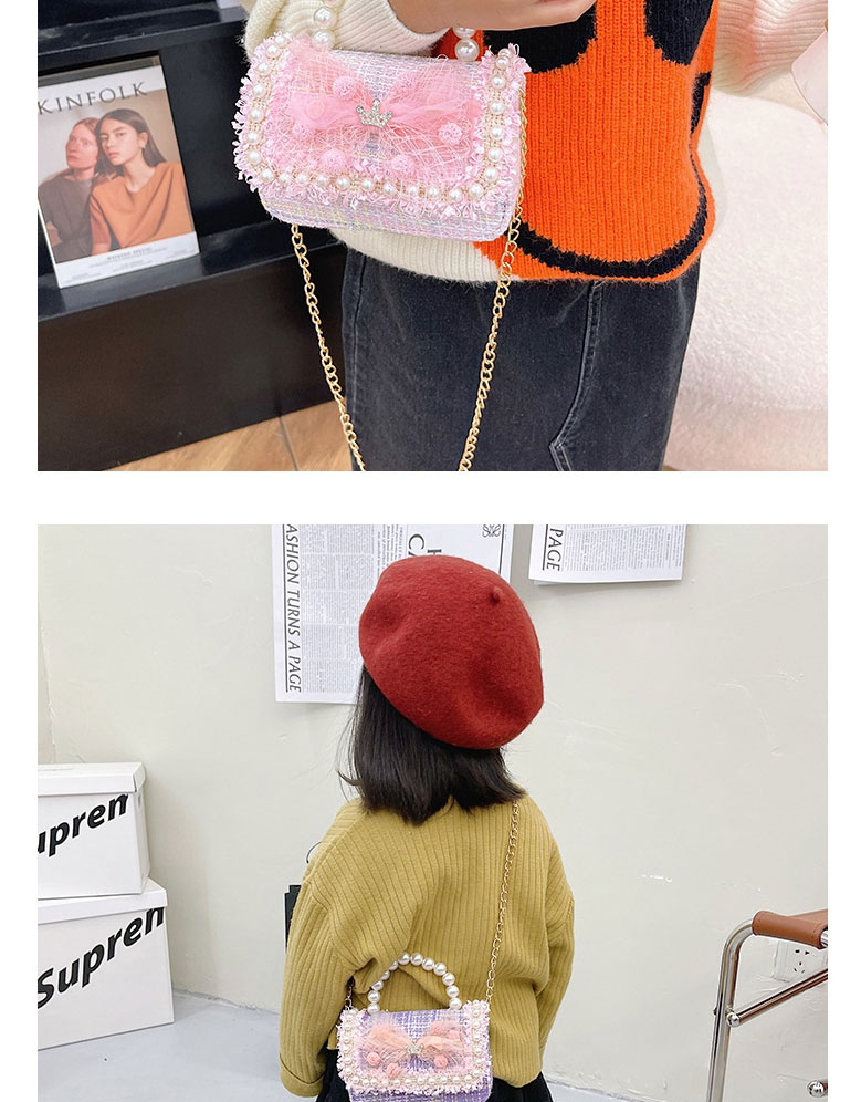 Fashion Yellow Cotton And Linen Stickers Bowknot Pearl Portable Messenger Bag,Shoulder bags