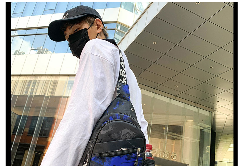 Fashion Navy Blue Nylon Geometric Print Crossbody Bag,Shoulder bags