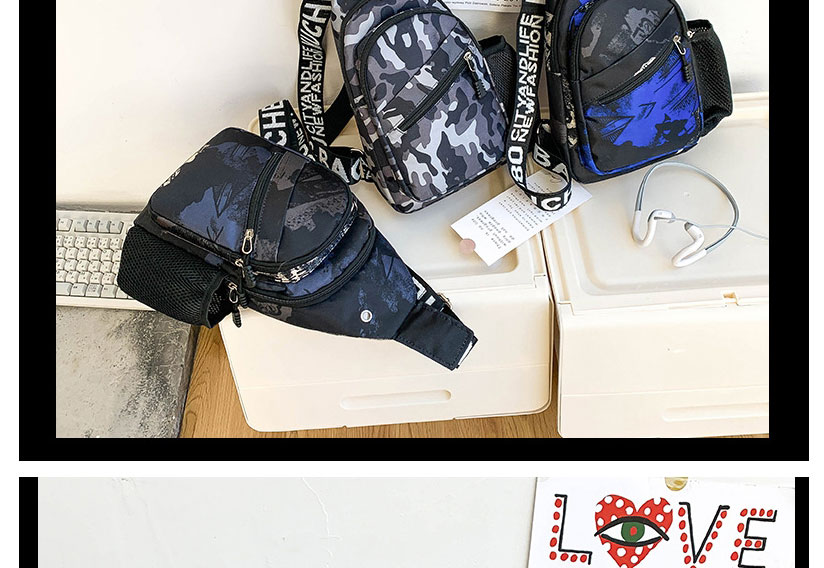 Fashion Navy Blue Nylon Geometric Print Crossbody Bag,Shoulder bags