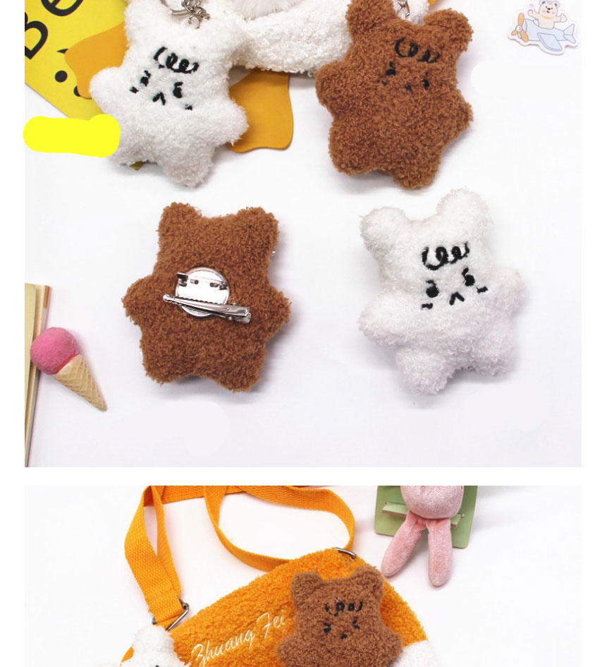 Fashion Angry Bear Coffee Color Brooch Plush Bear Keychain,Household goods