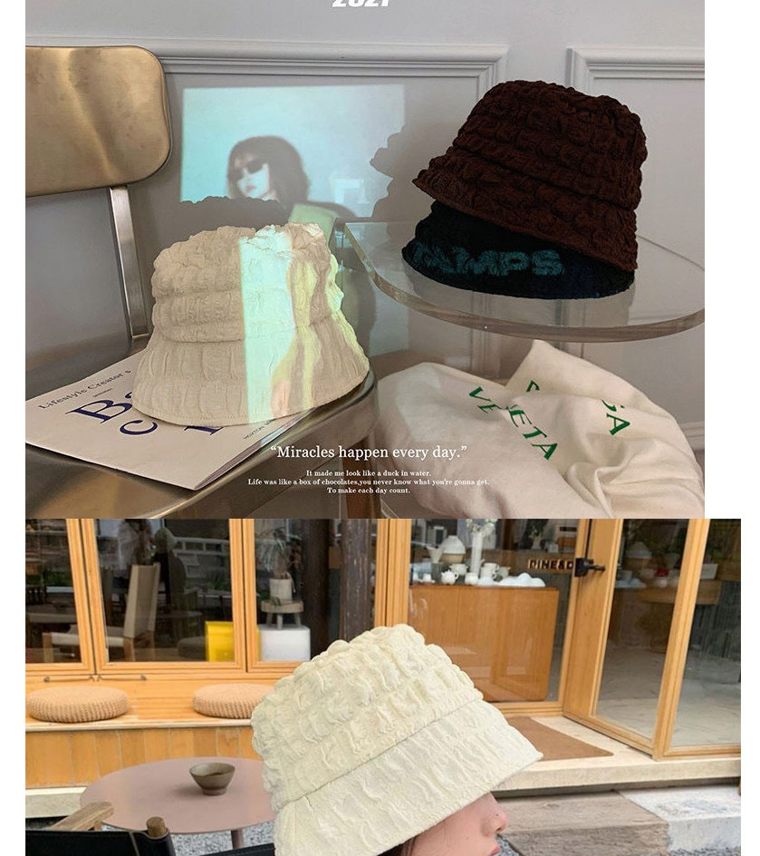 Fashion 【coffee】 Short Brim Textured Seersucker Fisherman Hat,Beanies&Others