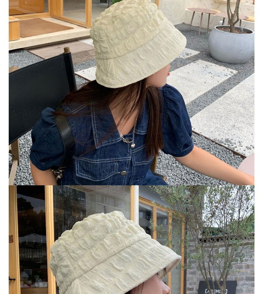 Fashion 【beige】 Short Brim Textured Seersucker Fisherman Hat,Beanies&Others