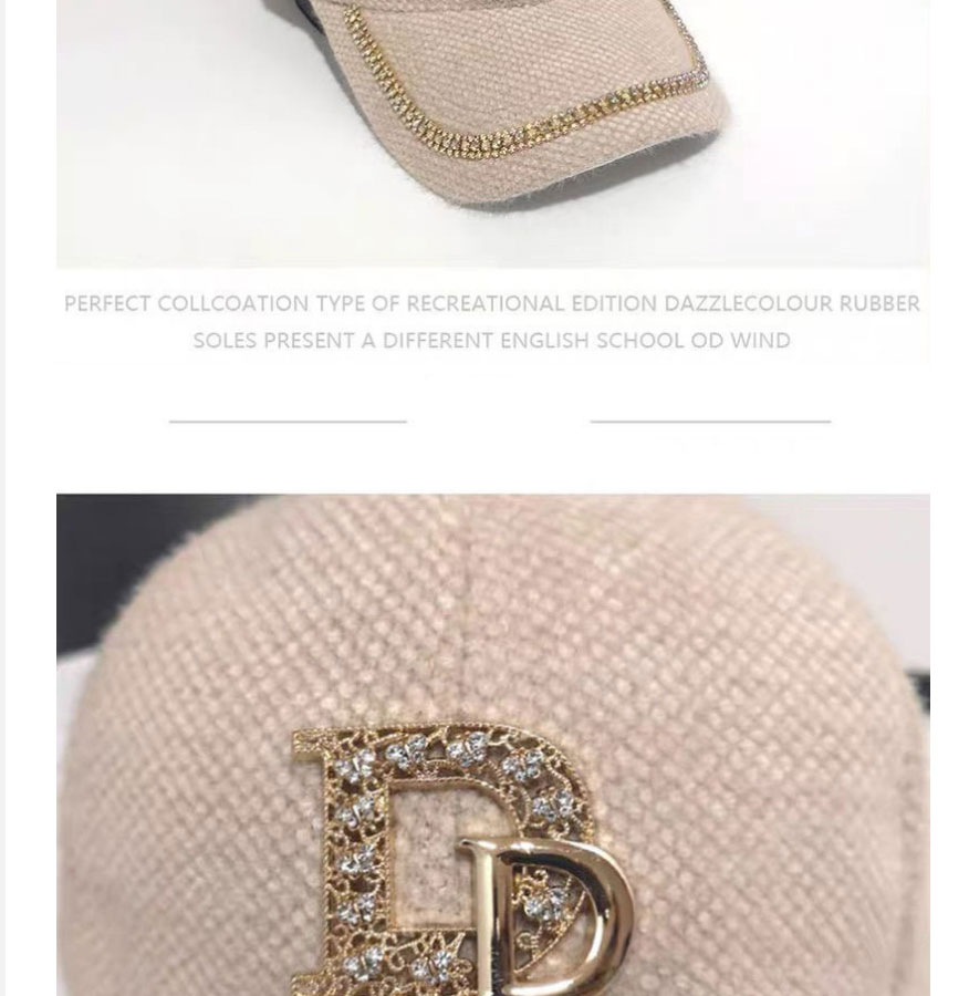 Fashion [pink] Big M Chain Cap M-shaped Chain Diamond Plush Baseball Cap,Baseball Caps