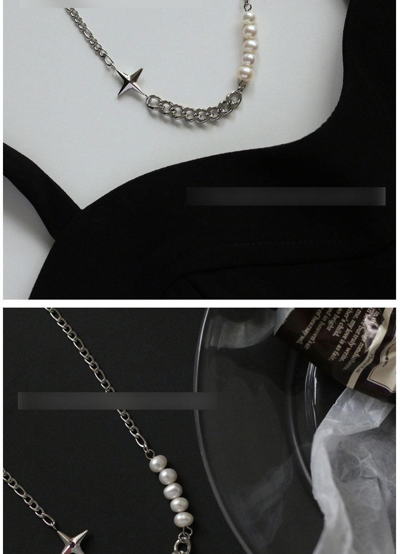Fashion Silver Color Titanium Steel Star Pearl Necklace,Necklaces