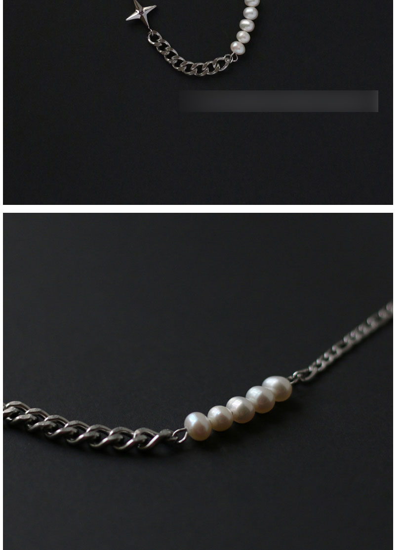 Fashion Silver Color Titanium Steel Star Pearl Necklace,Necklaces