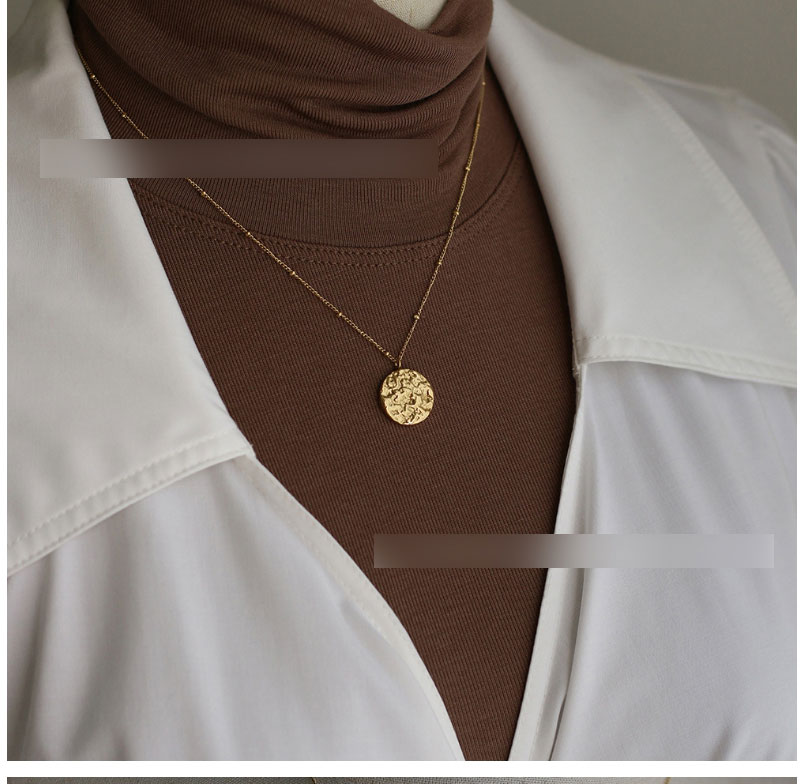 Fashion Gold Color Titanium Steel Gold-plated Irregular Round Tin Foil Necklace,Necklaces