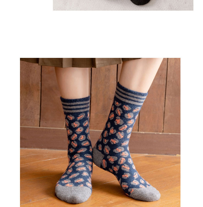 Fashion Blue Wool Print Thick Socks,Fashion Socks