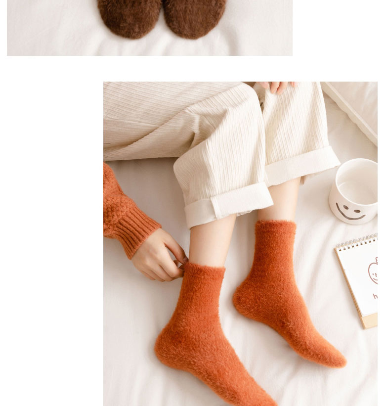 Fashion Deep Coffee Mink Fleece Plus Fleece Tube Socks,Fashion Socks