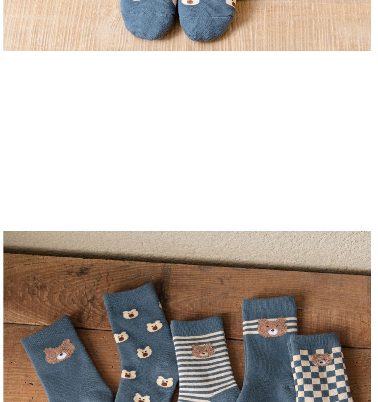 Fashion Blue 1 Bear Bear Embroidered Tube Socks,Fashion Socks