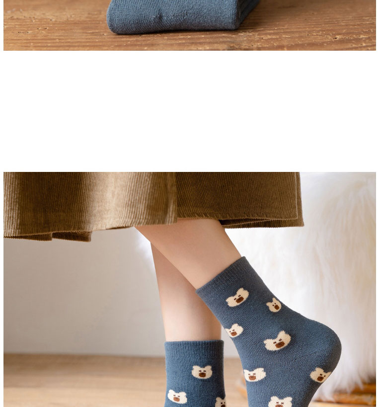 Fashion Small Grid Bear Embroidered Tube Socks,Fashion Socks