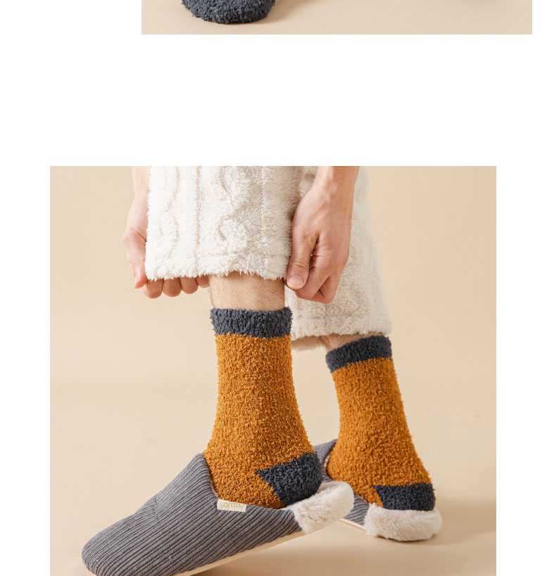 Fashion Light Gray Plush Color Block Tube Socks,Fashion Socks