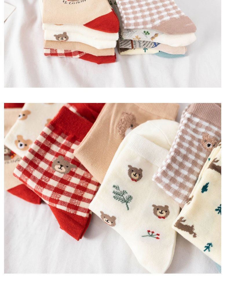 Fashion Khaki Bunny Bear Embroidered Tube Socks,Fashion Socks