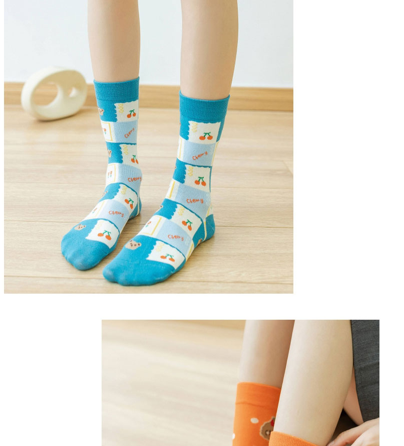 Fashion Socks Mouth Orange Cotton Cherry Bear Fruit Print Socks,Fashion Socks