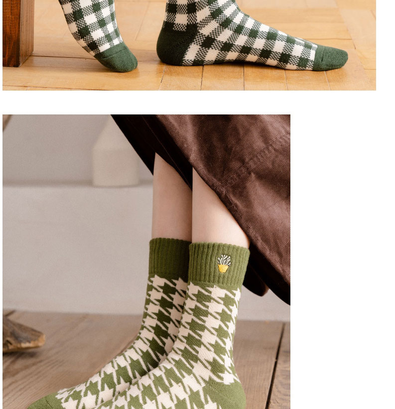 Fashion Houndstooth Cotton Geometric Print Cotton Socks,Fashion Socks