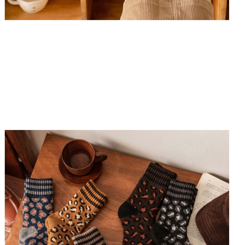 Fashion Khaki Leopard Print Thick Socks,Fashion Socks