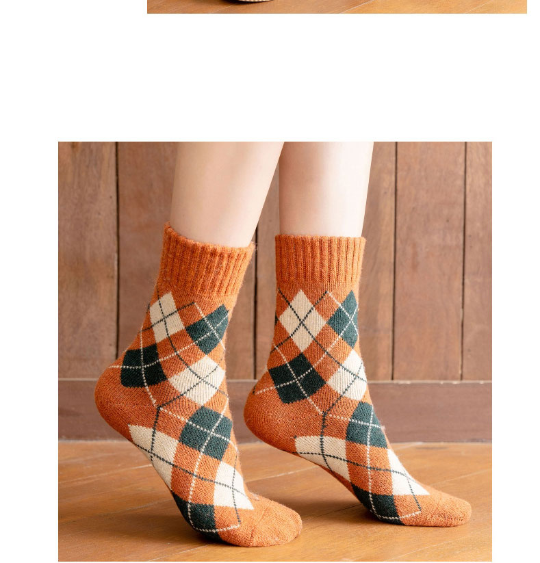 Fashion Khaki Wool Rhombus Thick Tube Socks,Fashion Socks
