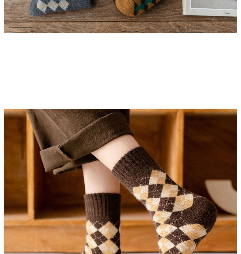 Fashion Khaki Diamond Wool Socks,Fashion Socks