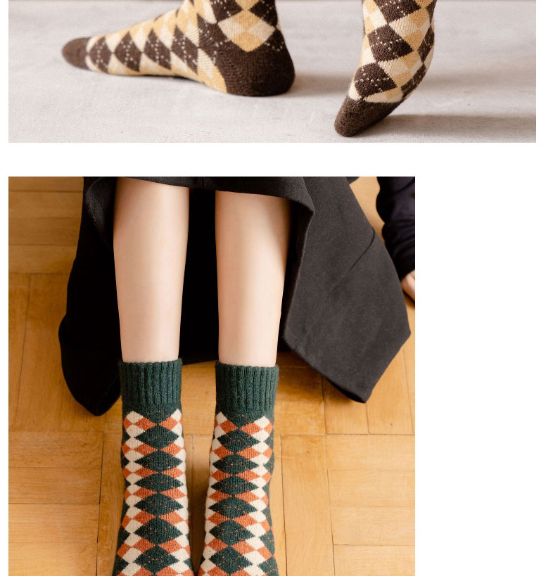 Fashion Khaki Diamond Wool Socks,Fashion Socks