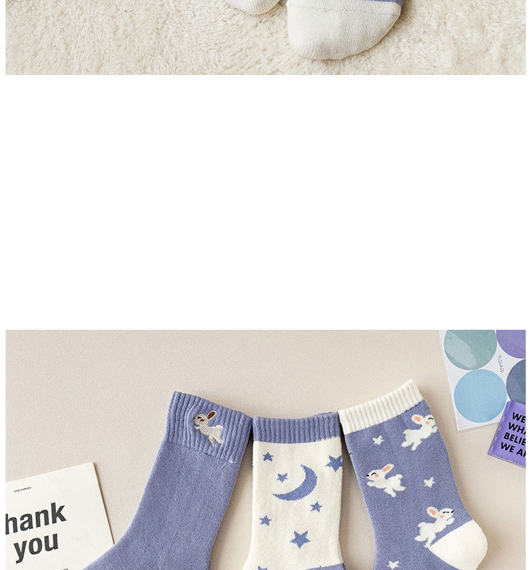 Fashion Embroidery Bunny Cotton Cartoon Moon Rabbit Cartoon Tube Socks,Fashion Socks