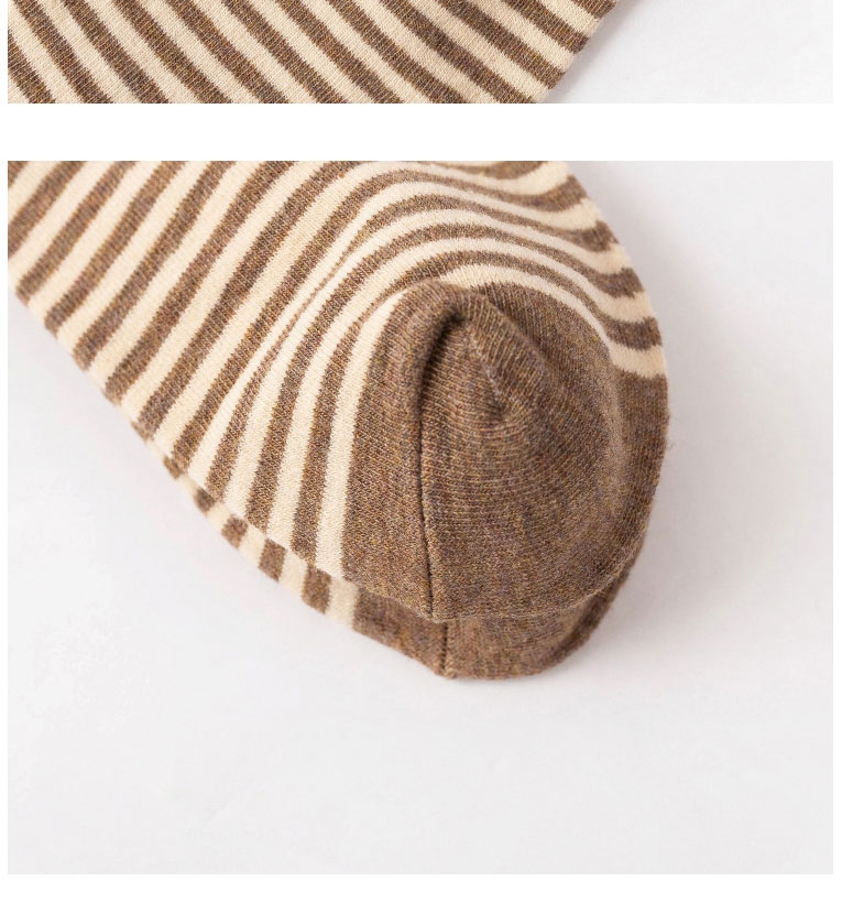 Fashion Khaki Cotton Striped Tube Socks,Fashion Socks
