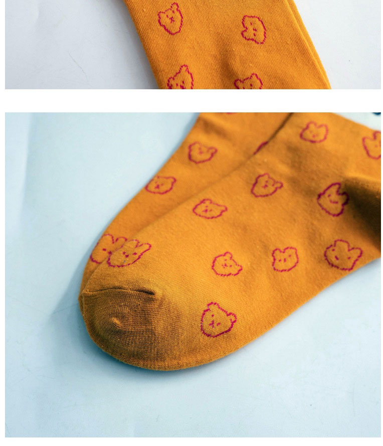 Fashion Socks Mouth Yellow Cartoon Check Print Socks,Fashion Socks