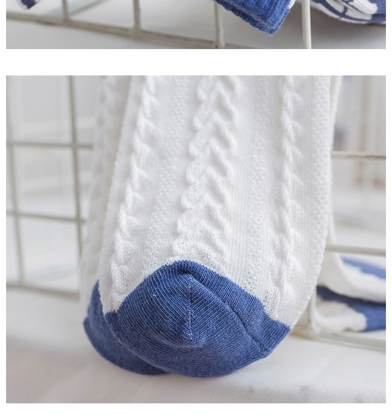 Fashion Blue And White Small Squares Cotton Geometric Print Socks,Fashion Socks