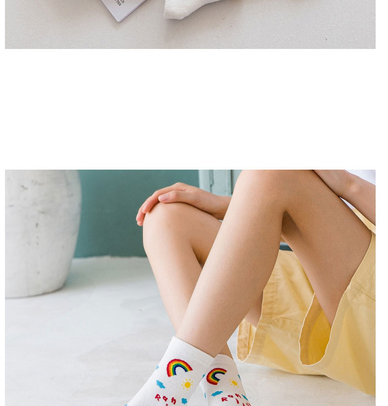 Fashion Sun House Love Rainbow Bear Print Socks,Fashion Socks