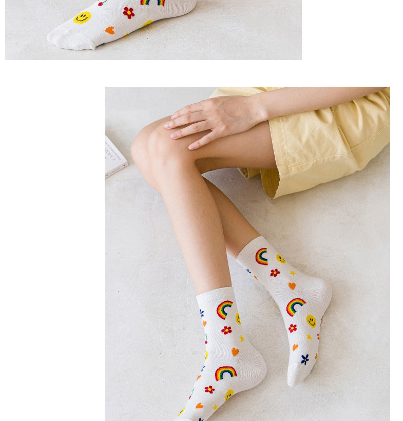 Fashion Sun House Love Rainbow Bear Print Socks,Fashion Socks