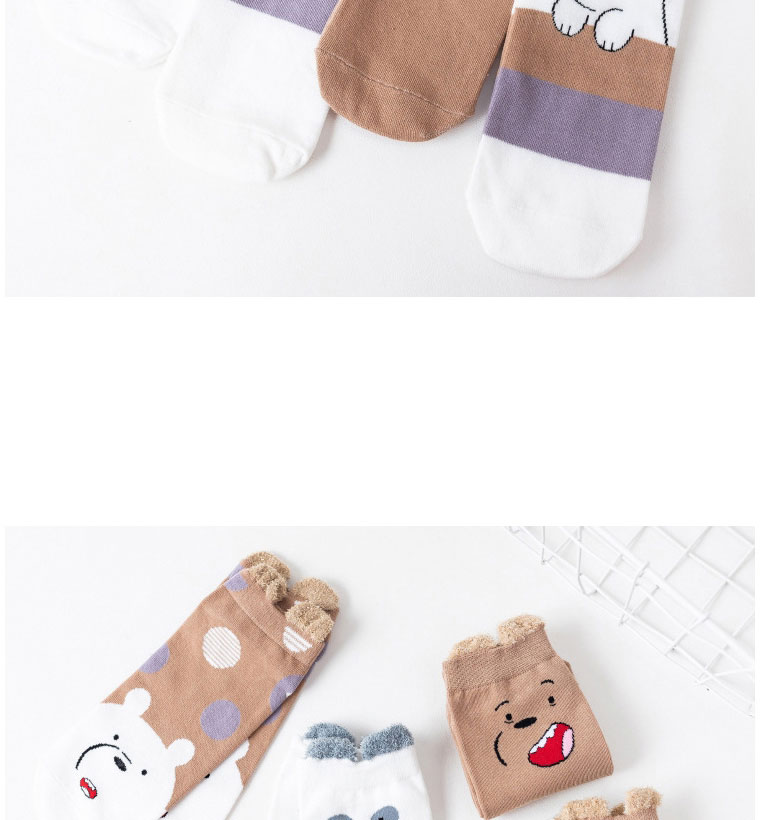 Fashion Papa Bear Cotton Three-dimensional Ear Shallow Mouth Socks,Fashion Socks