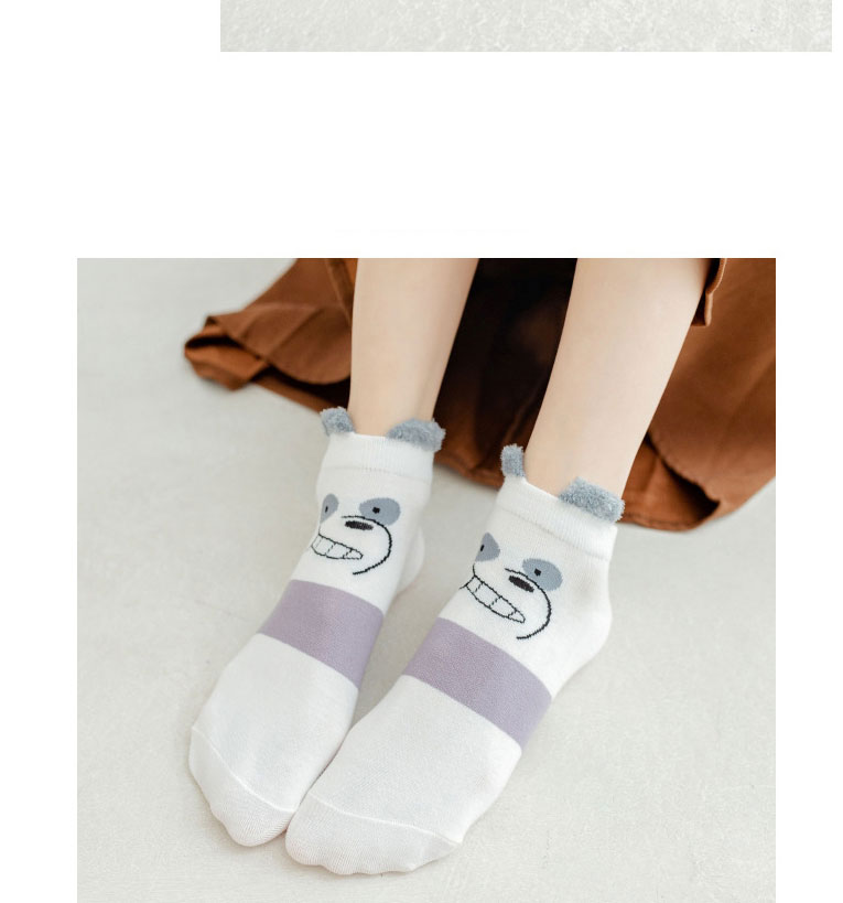 Fashion Papa Bear Cotton Three-dimensional Ear Shallow Mouth Socks,Fashion Socks