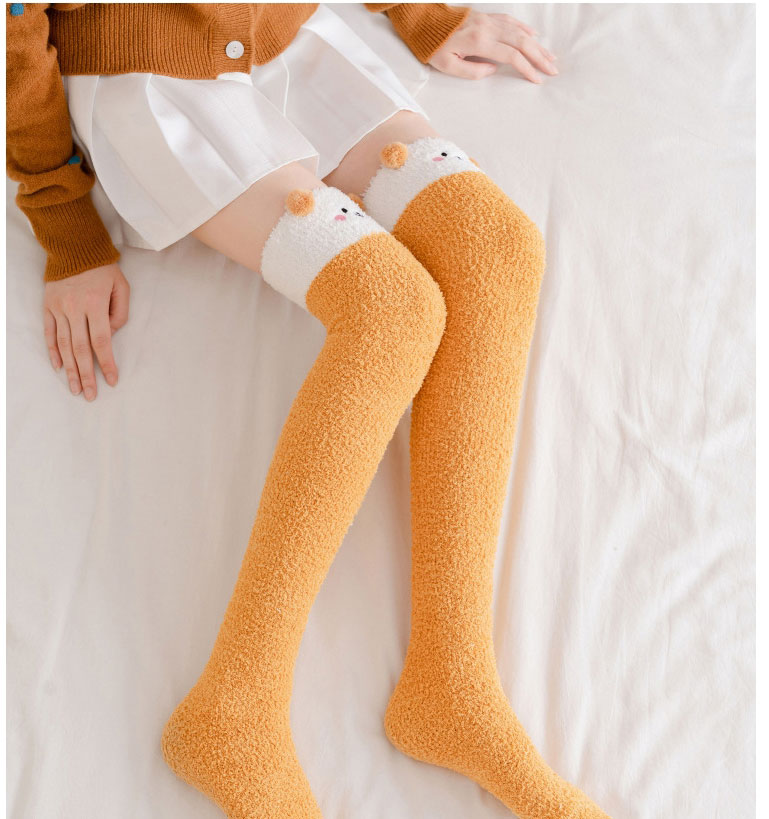 Fashion Khaki Coral Fleece High Tube Over-the-knee Socks,Fashion Socks